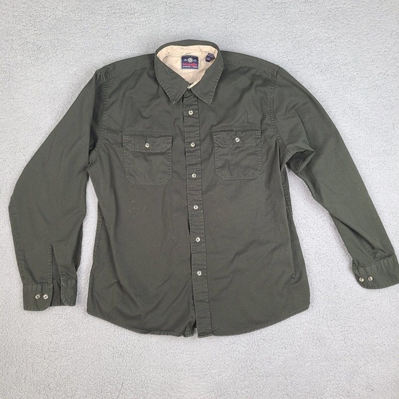 Wrangler Other - Wrangler Shirt Mens Large Green Cotton Button‎ Down Flap Pockets Work Casual